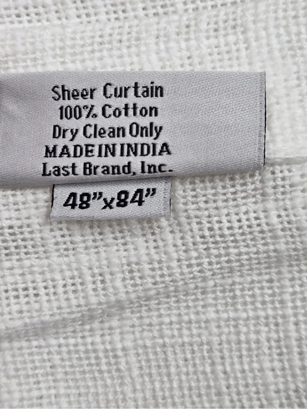 NWT QUINCE Set Of 4 48x84 Cotton Sheer Curtains White 0764